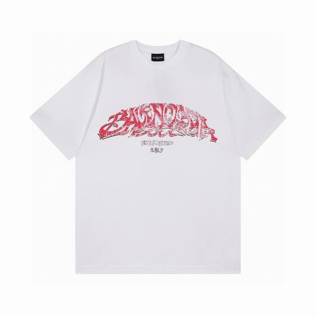 Balenciaga 2025 Ss flame graffiti direct-injection print short-sleeved T-shirt.