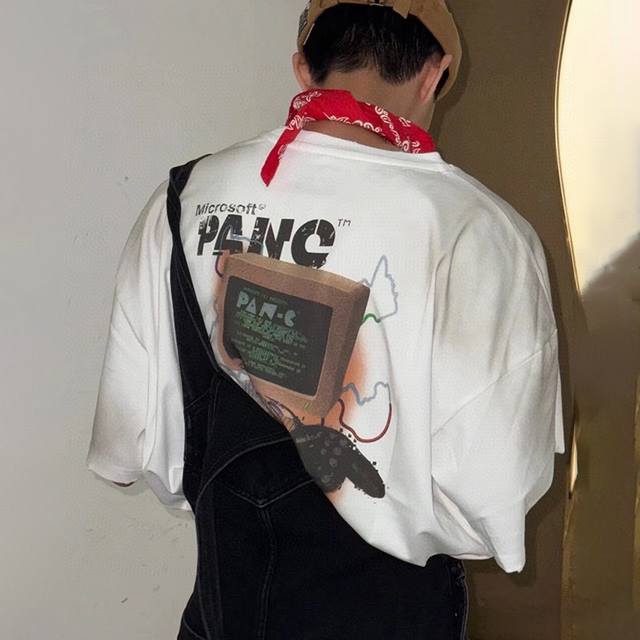 Panq Computer Gaming printed heavy mud-dyed, washed, distressed, high-street sho