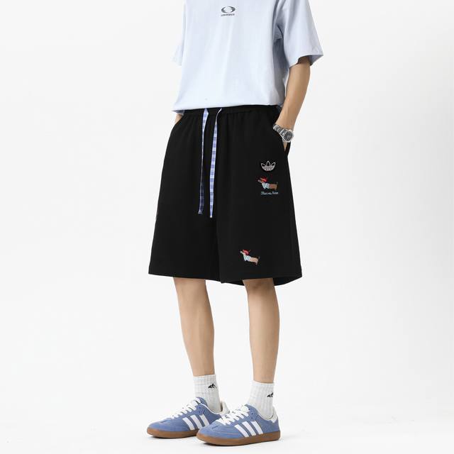 Adidas Trefoil Overseas Edition Limited Edition Fun Dachshund Embroidered Plaid