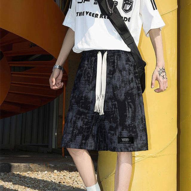 Vans Summer Food High Street Tie-Dye Print Ripped Casual Sports Shorts Shorts Be