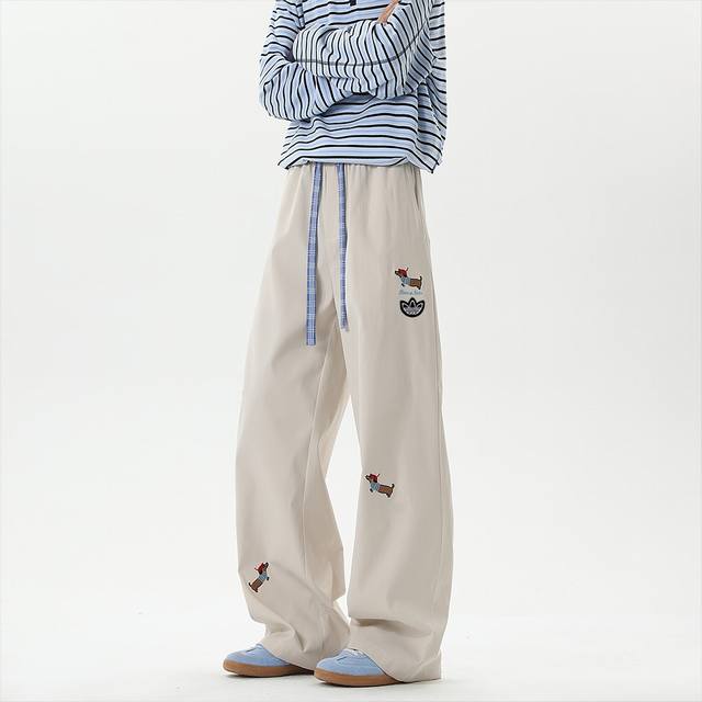 Adidas Trefoil Overseas Edition Limited Edition Fun Dachshund Embroidered Plaid