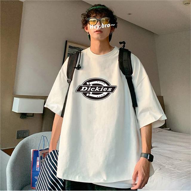 Dickies summer counter classic black and white Logo printed pure cotton round ne