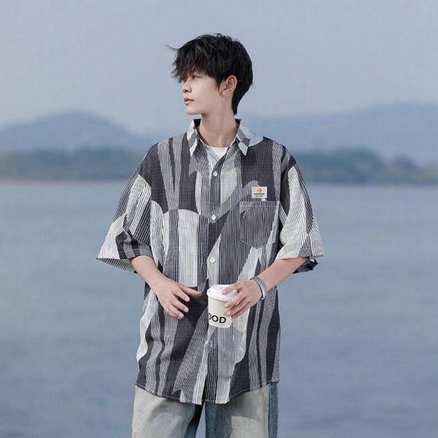 Converse summer personality irregular contrast color stitching short-sleeved shi