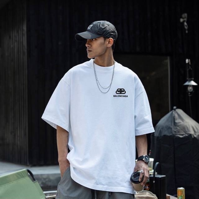 Balenciaga summer classic four-color solid cotton round neck short-sleeved T-shi