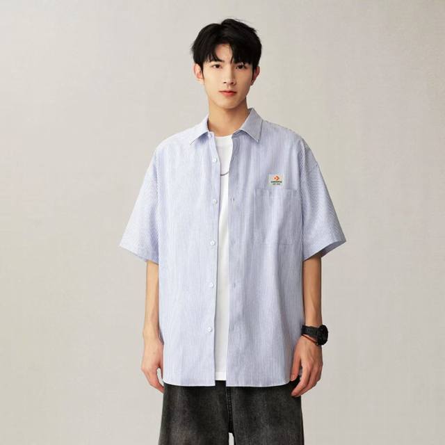 Converse summer limited edition short-sleeved shirt with fresh, pinstripe colors