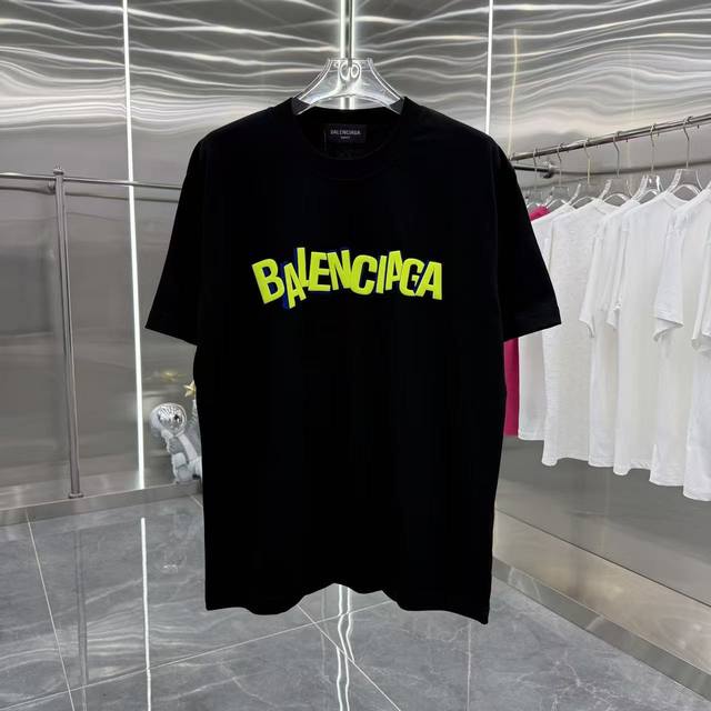 Bal Balenciaga 2025 summer new round neck T-shirt flocking printing process unis