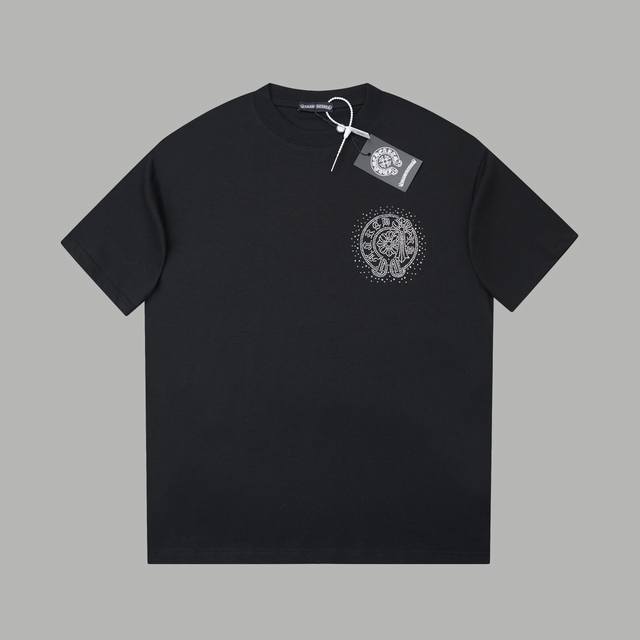 Ch*Ome Hearte 25Ss early spring new Chrome Hearts rhinestone short-sleeve top, a