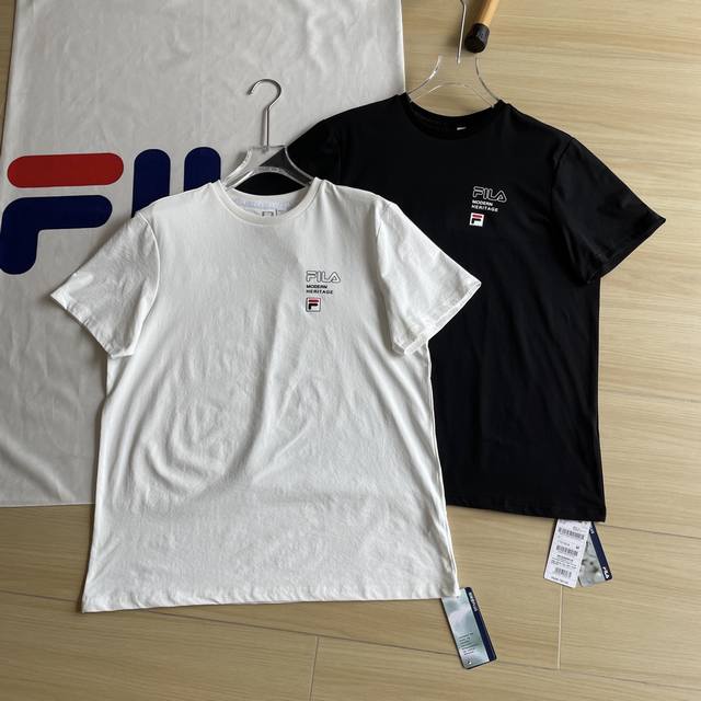 Main image + details. Fila summer short-sleeved T-shirt. Two-tone official summe