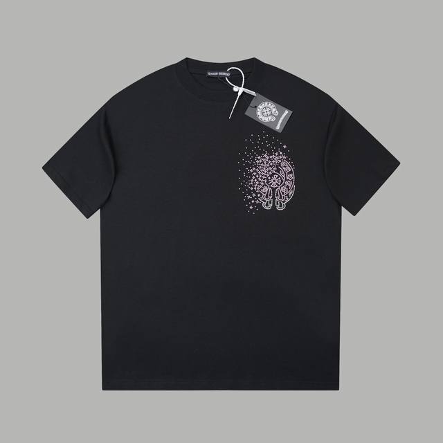 Ch*Ome Hearte 25Ss early spring new Chrome Hearts rhinestone short-sleeve top, a