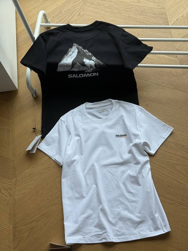 offers Salomon's "Mountain Peak" short-sleeved cotton t-shirt. Available in unis