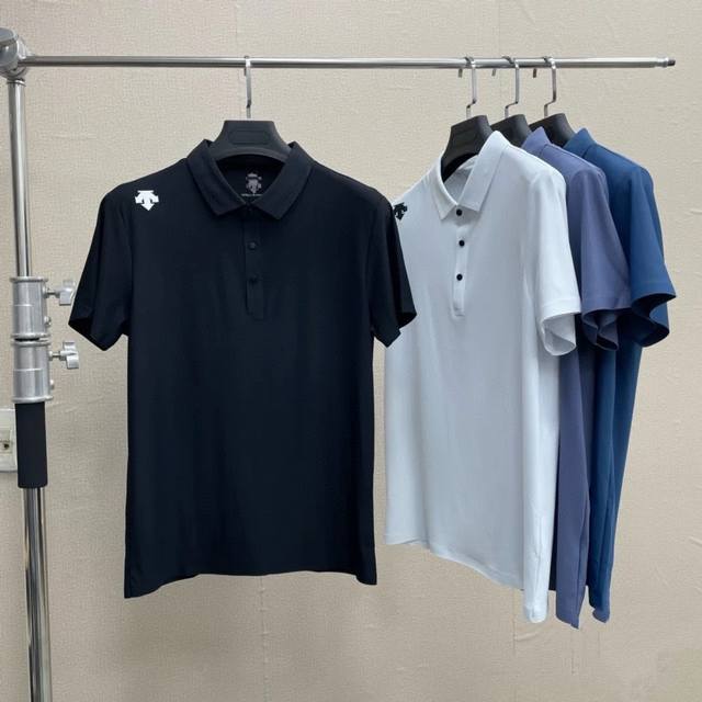 Descente classic simple Polo shirt short sleeve original fabric skin-friendly, c