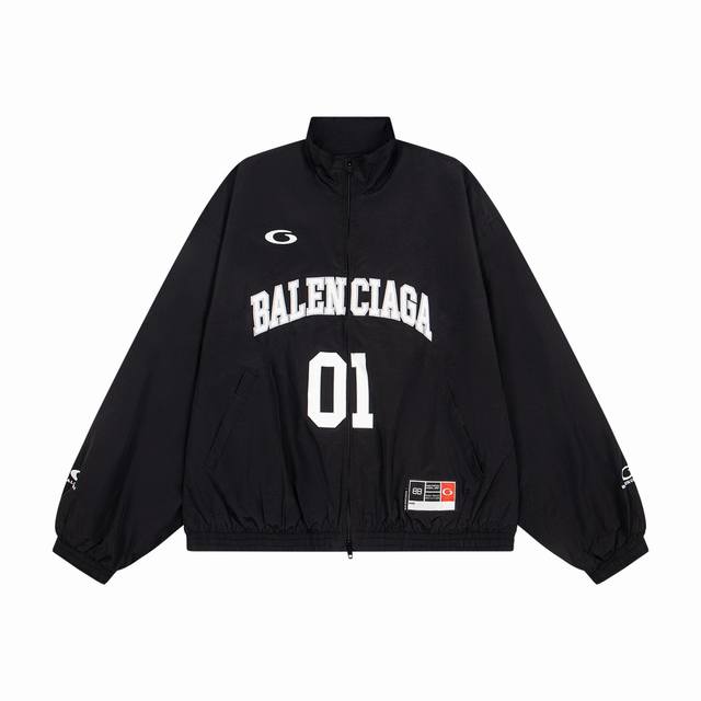 K479 Balenciaga Blcg 25Ss 77 half-circle 01 embroidered basketball series jacket