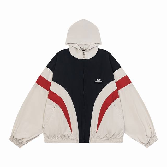 K368 Balenciaga 24Fw catwalk style 3B embroidered white and red hooded suit, Par