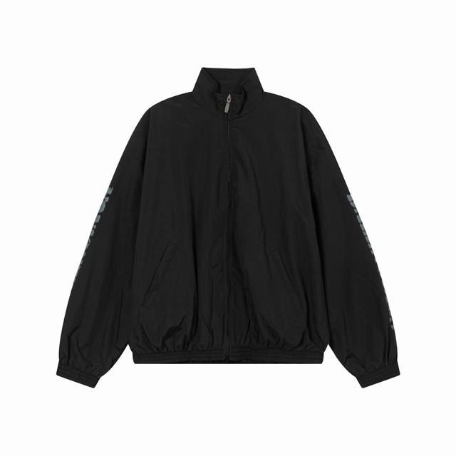K342 Balenciaga 24Ss Blcg fuzzy letter logo print suit stand collar jacket corre
