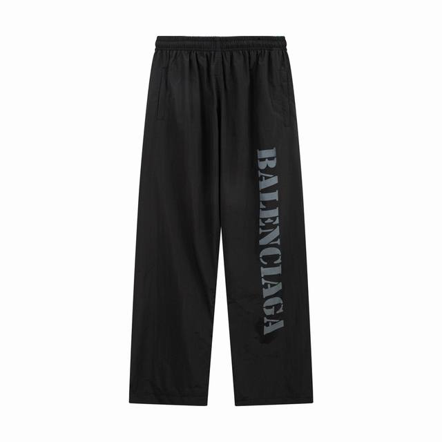 K341 Balenciaga 24Ss Blcg fuzzy letter logo print suit wide-leg trousers. The co