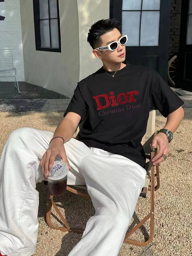Dior 2025Ss new silicone lettering with cracked 3D embossed couple's casual shor
