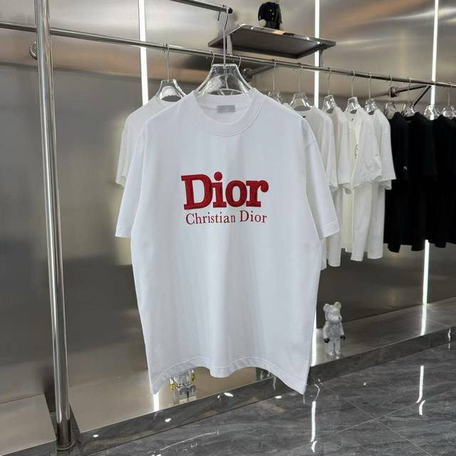Dior 2025Ss new silicone lettering cracked 3D embossed couple's casual short-sle