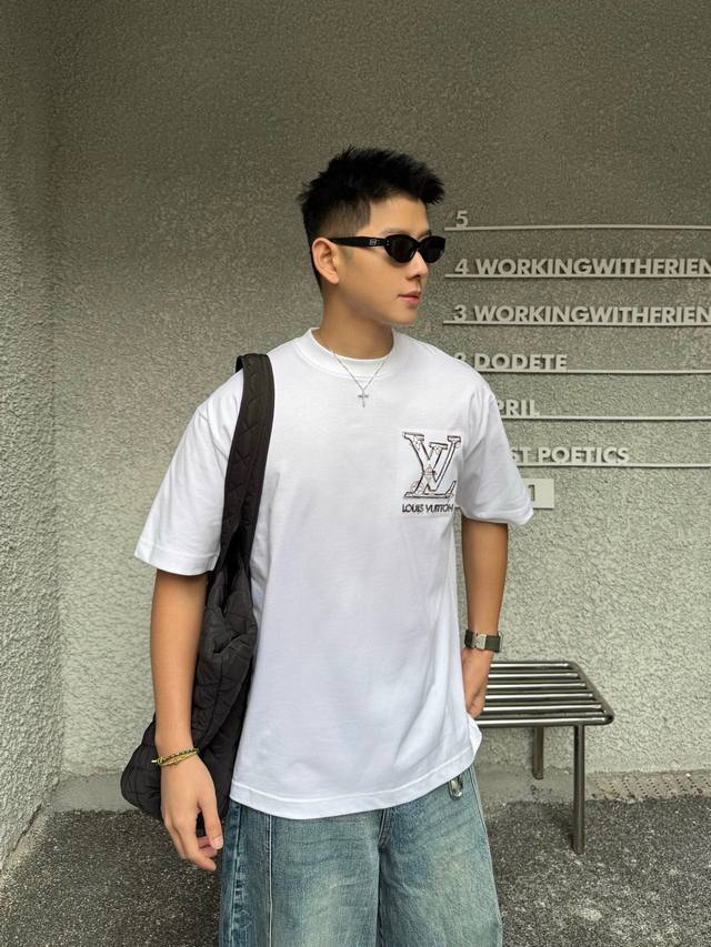 Louis Vuitton 2025Ss new patchwork colorblock lettering couple's casual short-sl