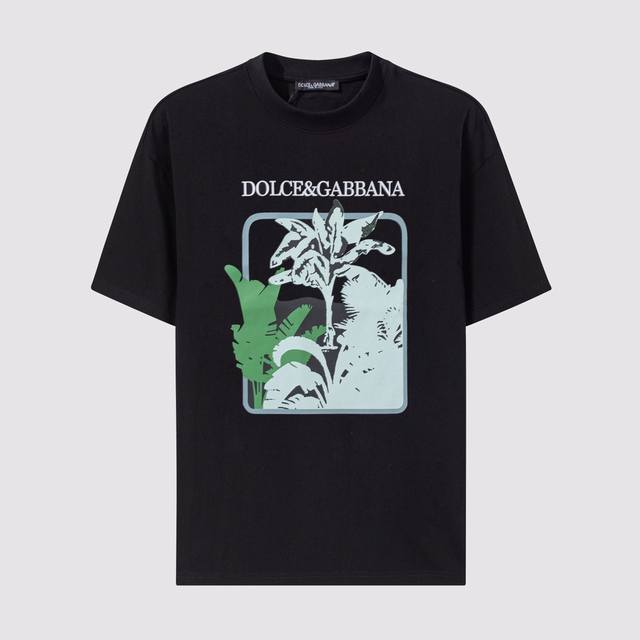 D10Dg Home-Dolce & Gabbana Cotton Printed Short Sleeve T-Shirt 270g Weight-Black