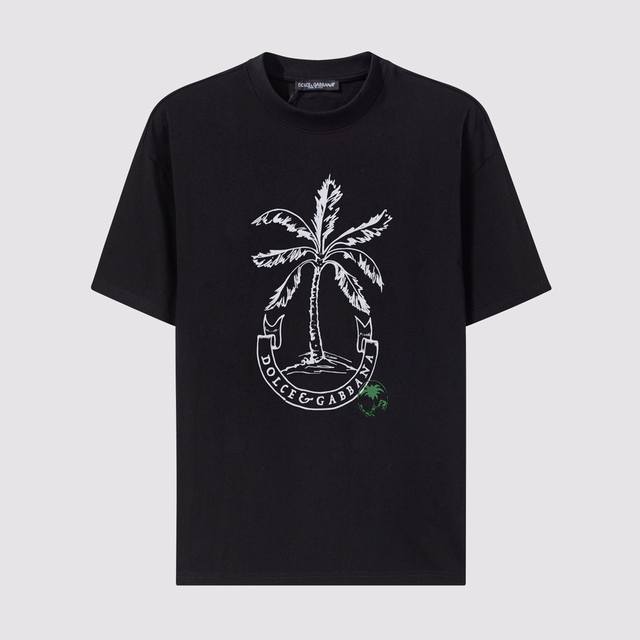 D08Dg Home-Dolce & Gabbana Cotton Printed Short Sleeve T-Shirt 270g Weight-Black