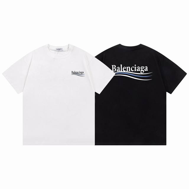 Balenciaga Balenciaga 23Fw new classic cola wave logo print short-sleeve unisex