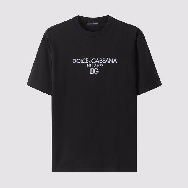 D02Dg Home-Dolce & Gabbana Letter Embroidery Cotton Short Sleeve T-shirt 270g We