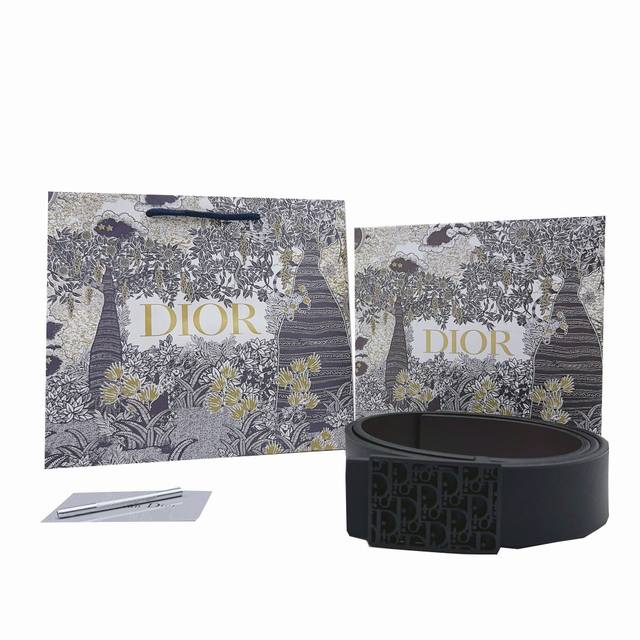 Dior Black Samurai Belt, a unisex couple's belt, featuring a matte black letteri