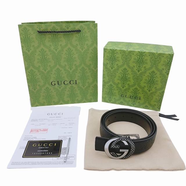 Gucci Double G black and silver splicing buckle belt, the first choice for gifts