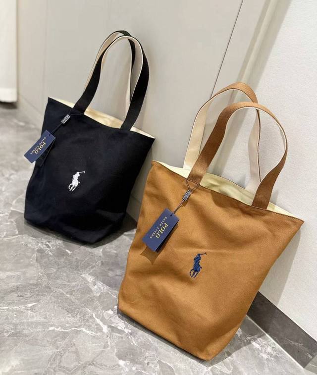 Polo Ralph Lauren Canvas Shoulder Bag RL This reversible tote bag is both practi