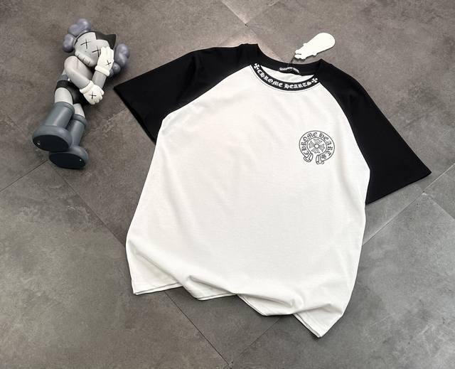 Trendy brand Chromehearts Chrome Hearts patchwork round neck short-sleeved T-shi