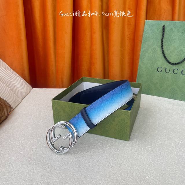 offers a new gradient blue surface with a matching dark blue leather bottom. The
