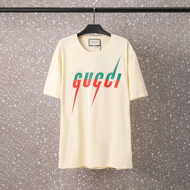 607Gucci Unisex 32S Double Yarn Cool Cotton 270g High Quality Digital Direct Ink