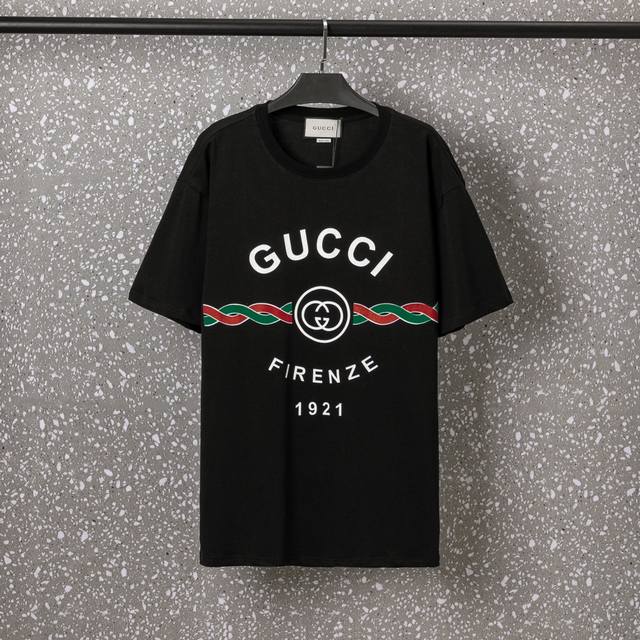 633Gucci Unisex 32S Double Yarn Cool Cotton 250g Weight High Quality Red and Gre