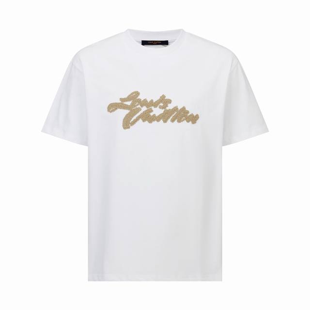 high version Louis Vuitton raffia embroidered short sleeves Fabric: 32 double ya