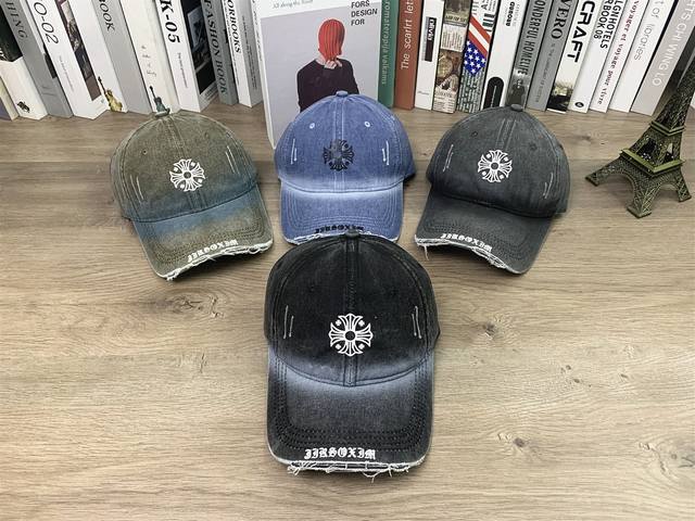 9673 Chrome Hearts washed and distressed baseball cap printed duckbill cap casua