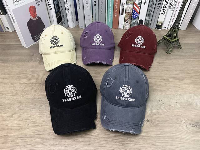 9672 Chrome Hearts distressed cap with printed hat for men and women, all-match