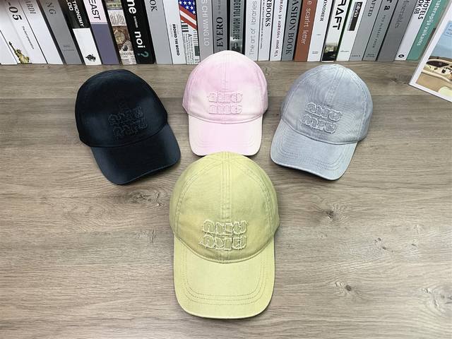 9620 Miu Miu washed fabric distressed soft top baseball cap for men and women ca