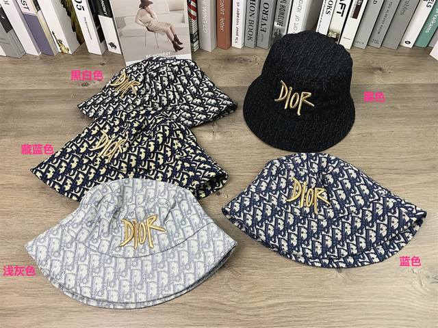 9609 DiorDior full logo fisherman hat men and women casual bucket hat sun hat fa