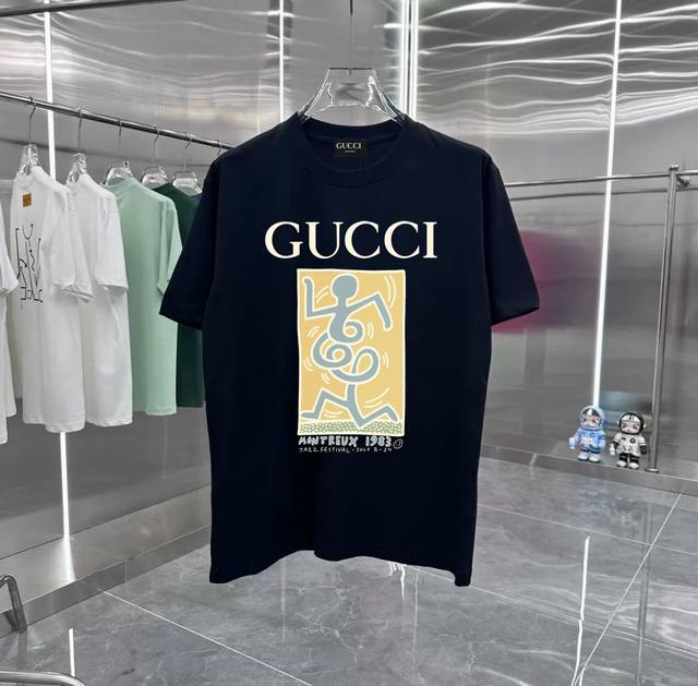 Gucci Spring Men's Series counter retro couple print short-sleeved T-shirt with