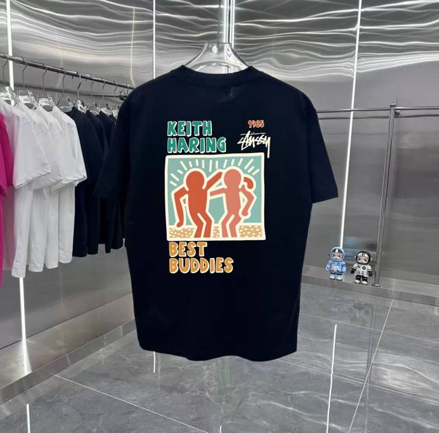 Stussy Good Brothers series counter retro couple print short-sleeved T-shirt wit