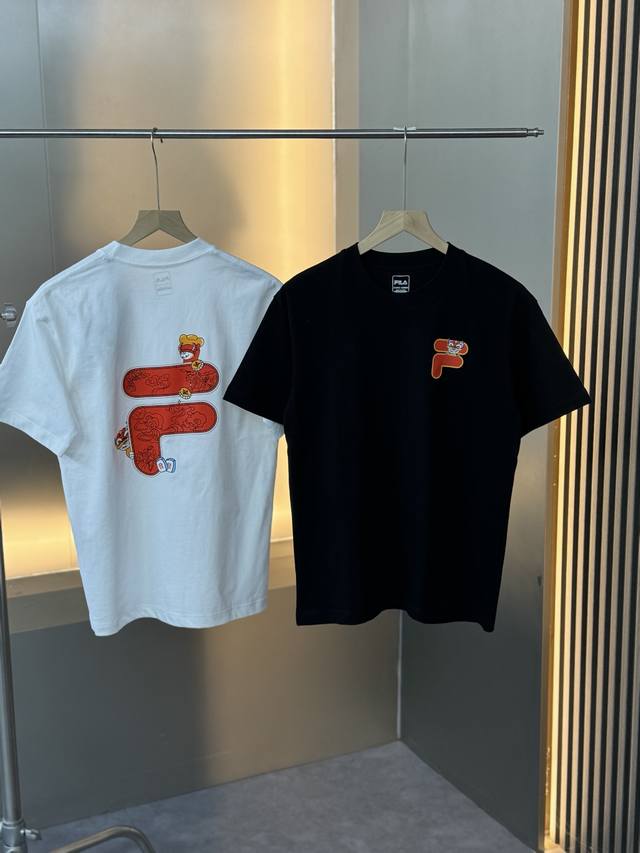 Fila 25th Summer Crew Neck Short Sleeve T-Shirt - Color: Black, White - Sizes: M