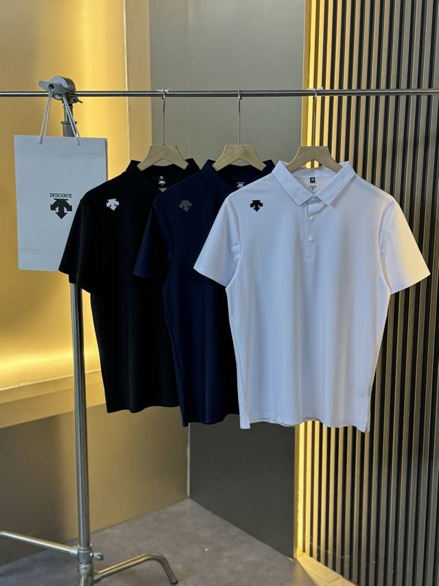 Descente 2025 Summer Men's Casual Outdoor Polo Short Sleeve - Colors: Black, Nav