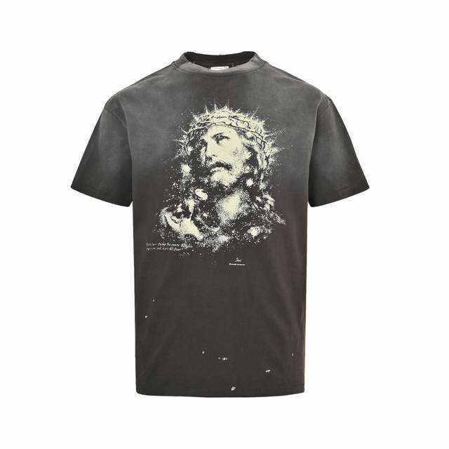 Saint Michael 25Ss Luminous Thorns Jesus print short-sleeved top. 100% cotton, 1
