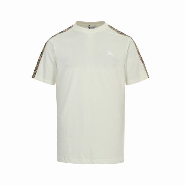 Burberry 25Ss warhorse embroidered shoulder plaid ribbon short sleeves are made