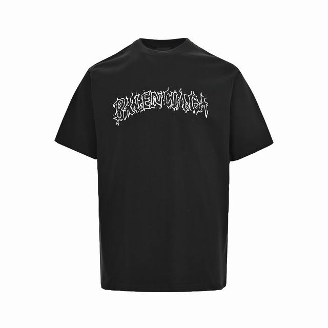 Balenciaga 24Ss Dragon Year Flame Letter Print Short Sleeve Original Hangzhou Gu
