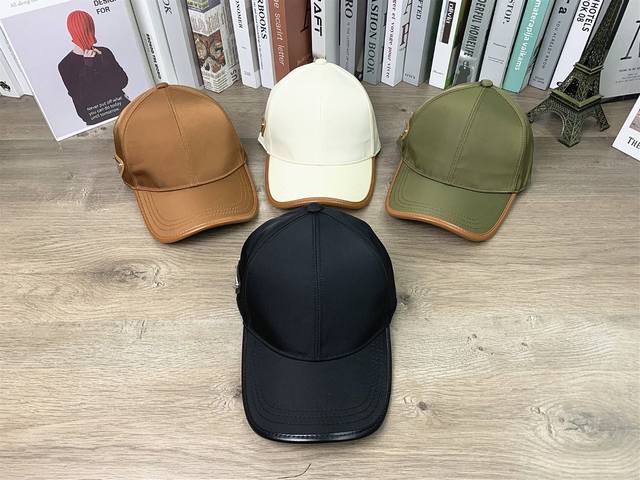 9525 Prada Prada side logo hard top baseball cap classic style unisex duckbill h