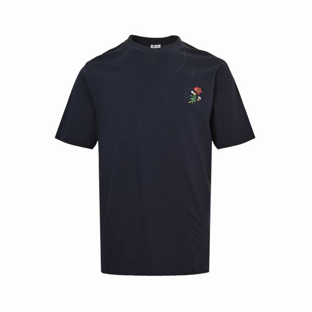 Loewe 25Ss floral logo embroidered short sleeves are made of 15S fine cotton pla