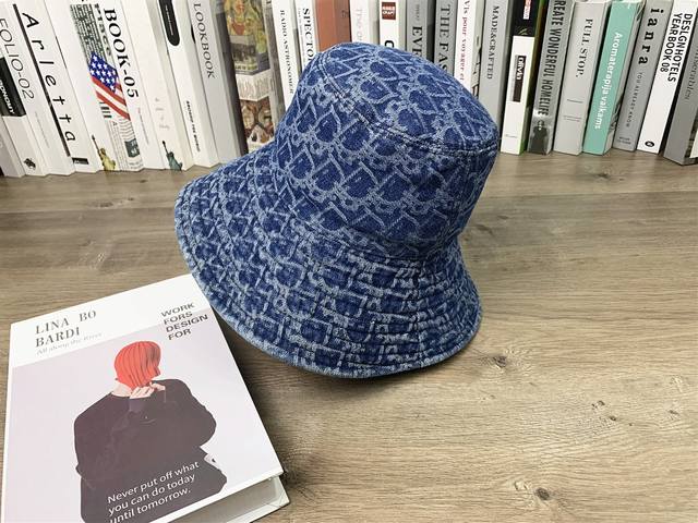 9514 Dior Dior cowboy fisherman hat full logo bucket hat men and women casual sa