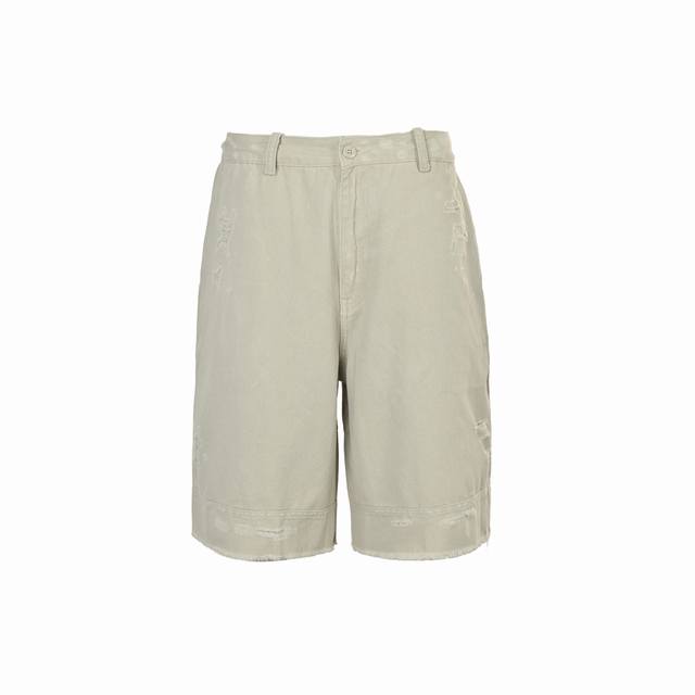 Balenciaga 25Ss light grey distressed shorts, custom-made 14oz faded twill denim