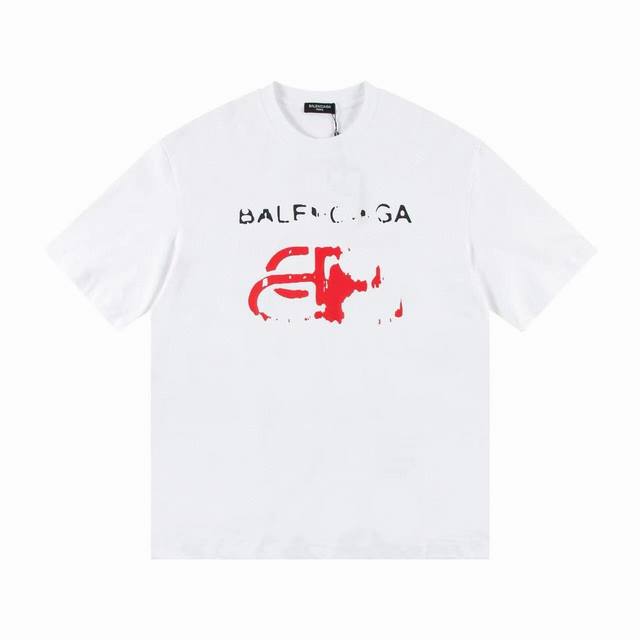 Balenciga 24 early spring new T-shirt classic Logo letters - Fabric: 240g double